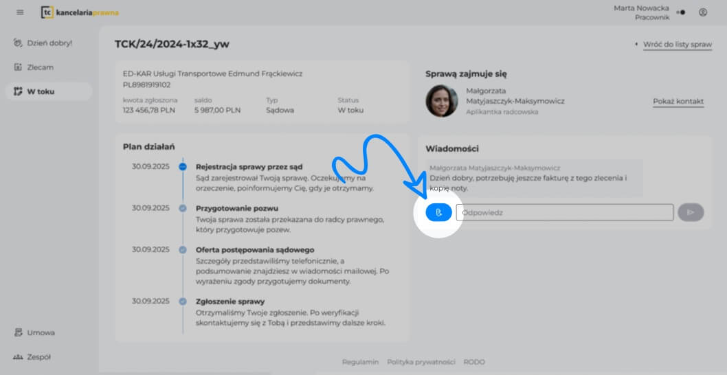Wysyłanie i dodawanie dokumentów